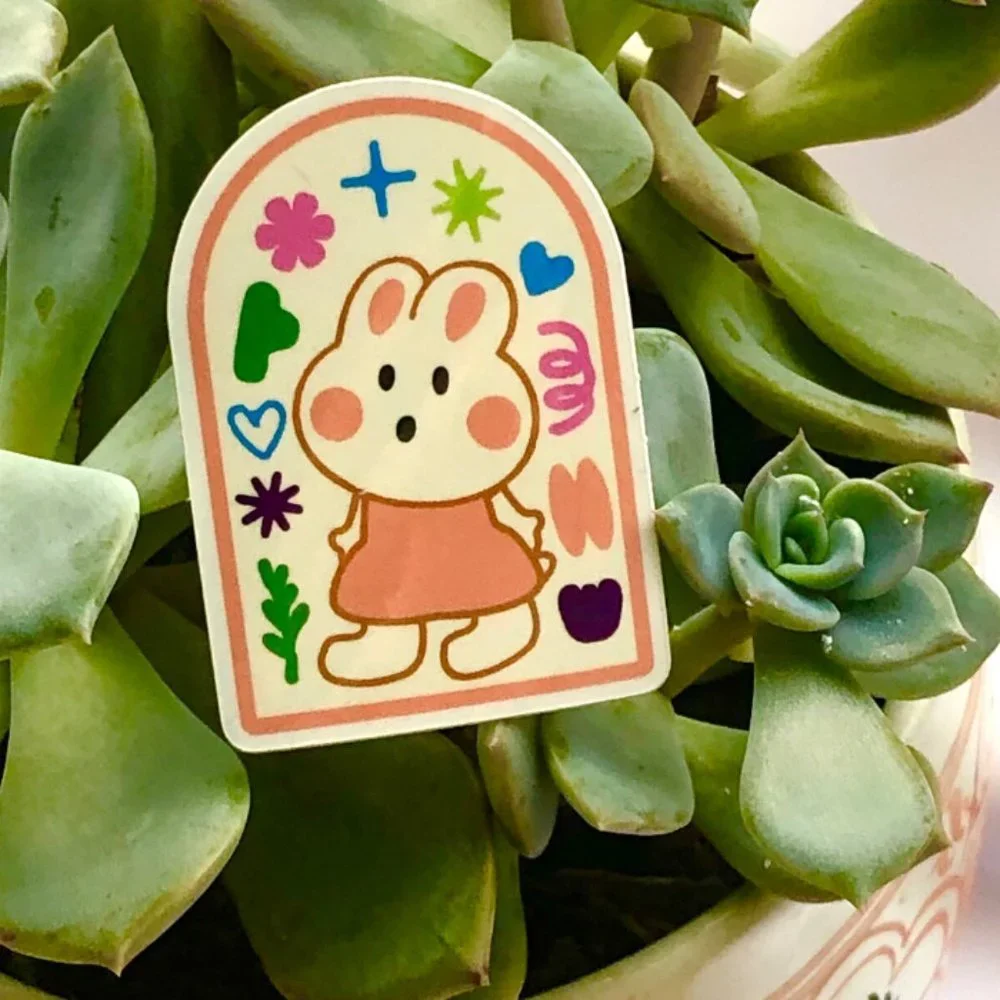 5PC Arch Shape Bunny sticker | journals Vinyl sticker | cute arch shape sticker - Picture 5 of 5